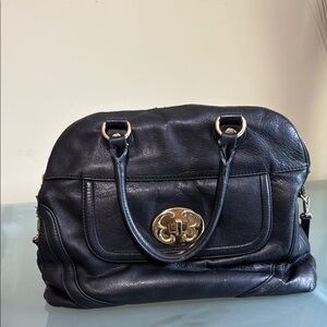 Emma Fox Bags Emma Fox Black Leather Satchel with Crossbody Strap Slouchy Bag